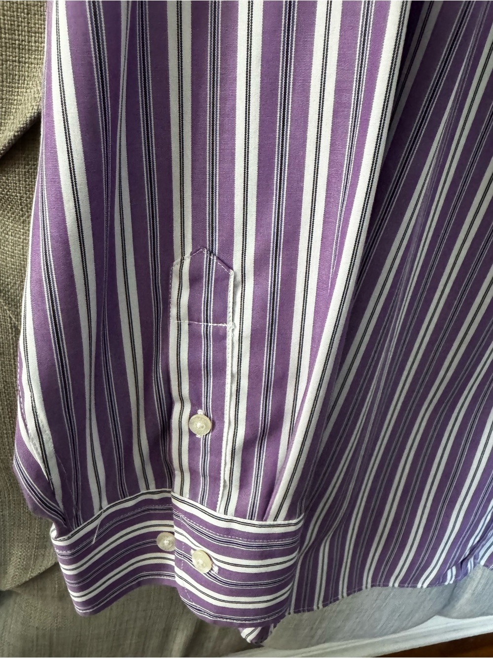 Chaps Purple and White Striped Women’s Blouse - Picture 3 of 4